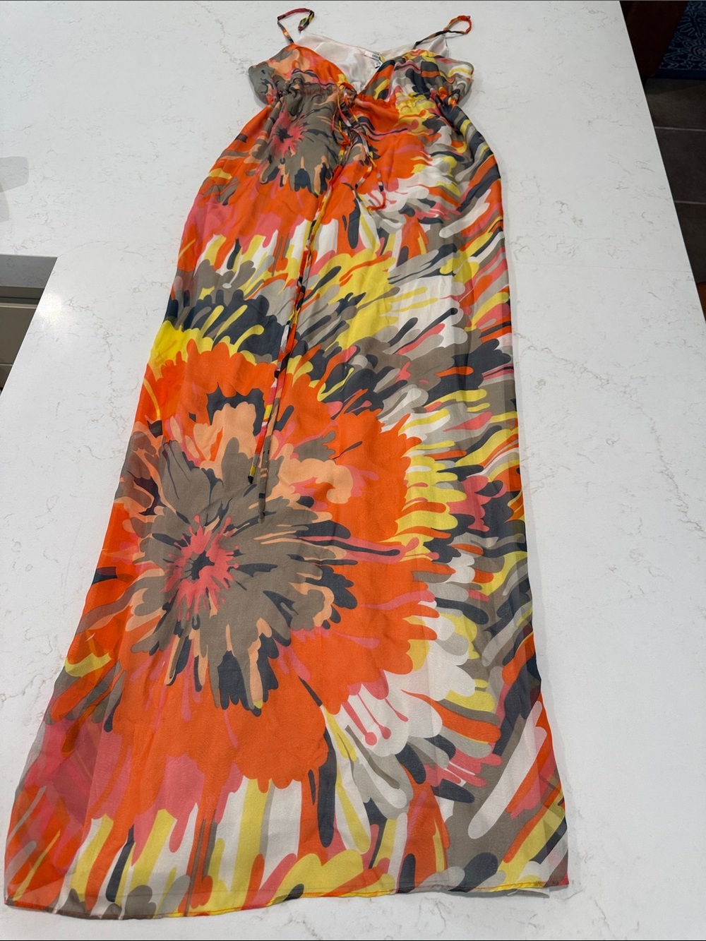 Collective Concepts Orange Multi-Color Floral Maxi Skirt